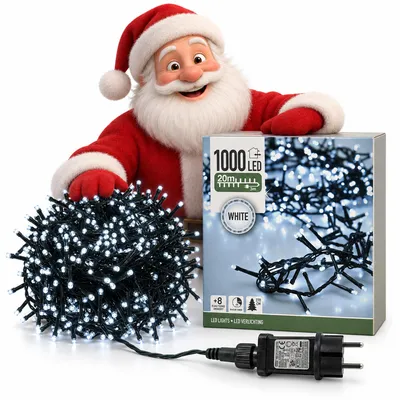 Produktbild von LED-Lichterkette außen 1000 LEDs 20 m kaltweiß mit Timer und Netzteil, IP44
