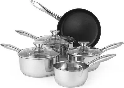 Produktbild von Russell Hobbs Russell Hobbs Pfannenset 5-tlg. Classic Kollektion Edelstahlpfanne mit Töpfen
