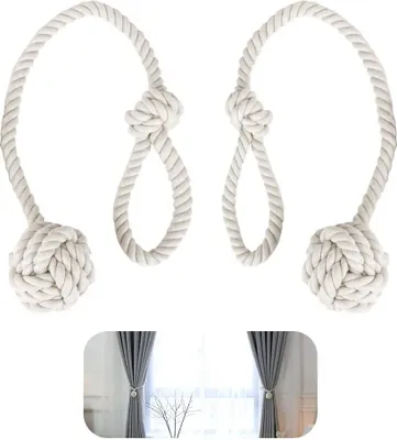 Produktbild von Vorhang Raffhalter, 1 Paar handgestrickter Vorhang Raffhalter Holdback, Weiß