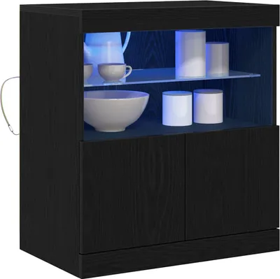Zdjęcie produktu dla vidaXL Kredens LED czarny 60,5 x 37 x 67 cm materiał drewnopochodny