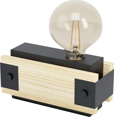 Produktbild von EGLO Layham, Schwarz, Braun, Stahl, Holz, Schlafzimmer, Wohnzimmer, IP20, II, E27