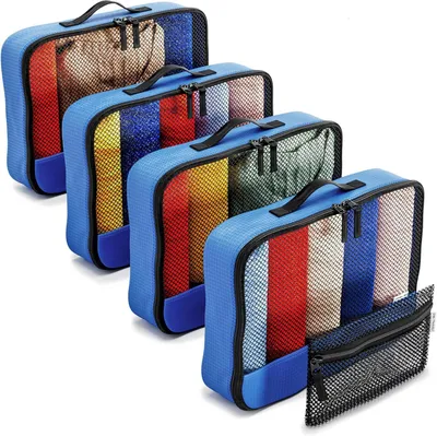 Immagine prodotto di Set di organizer per valigia, composto da 5 pezzi, colore blu, ideale per viaggi e vacanze