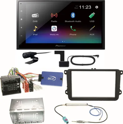 Produktbild von Pioneer DMH-A340DAB DAB+ Bluetooth Einbauset für EOS Polo Caddy Amarok Scirocco