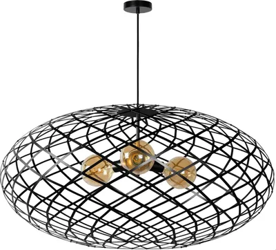 Produktbild von Hängeleuchte Metall rund Ø 100 cm H: max. 520 cm Schwarz E27 3-flammig Modern Drahtschirm