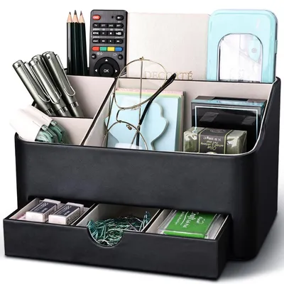 Produktbild von Büro Schreibtisch Organizer Mit 5 Fächern & Schubladen, Multifunktionales Ordnungssystem - Stiftehalter für Schreibtisch Organisation in Büro, Zuhause