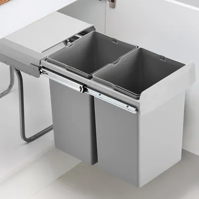 Produktbild von Wesco Double deluxe. Abfallsammler, alu grau. - Mülleimer