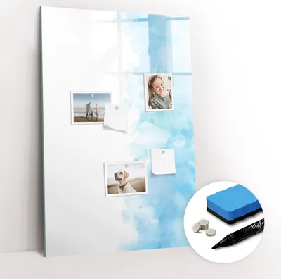 Produktbild von Magnetische Wandtafel - Schwarzer Marker + Schwamm + Magnete - 60 x 90 cm - Aquarellflecken