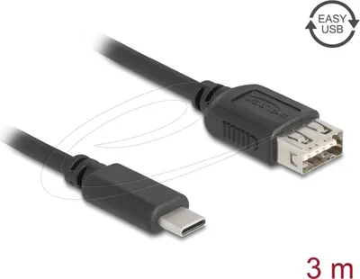 Obrázek produktu pro DeLOCK 81538, 3 m, USB C, USB A, USB 2.0, 0,48 Gbit/s, Černá
