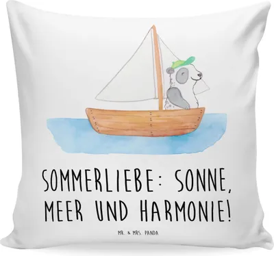 Produktbild von Mr. & Mrs. Panda Dekokissen Sommerliebe - Weiß - Geschenk, Kissen 40x40, Summer Feelings, Kuschelkissen, Vibes, zier, Strand, Sommerprodukte, Deko, Winter, Farben