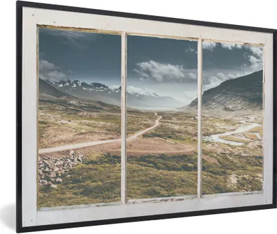 Produktbild von MuchoWow® MuchoWow® Gerahmtes Poster Aussicht - Natur - Weg 90x60 cm - Poster mit zchwarzem Bilderrahmen - Fotorahmen - Foto-Plakat