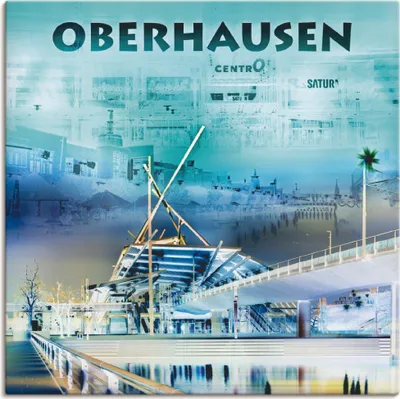 Produktbild von ARTland Leinwandbild Oberhausen Skyline Abstrakte Collage Größe: 40x40 cm