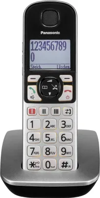Obrázok produktu pre Panasonic KX-TGE510GS, DECT telefón, Bezdrôtový handset, Hlasitý odposluch, 150 položky, ID volajúceho, Čierna, Strieborná