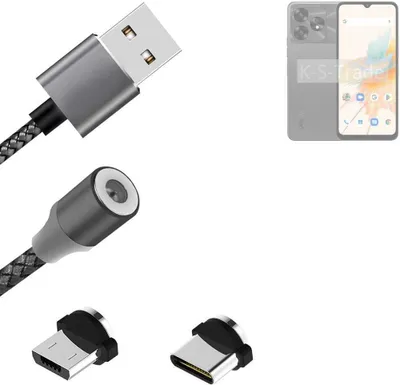 Produktbild von K-S-Trade Hochwertiges Magnet-Lade-kabel Sync-Kabel Daten-Kabel für UMIDIGI G9 5G mit USB-Typ-C-Anschluss und Micro-USB-Anschluss 2A bis zu 480mbps