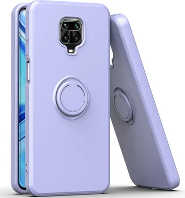 Produktbild von Redmi Note 9 Pro Handyhülle, Ring Halter Ständer Kratzfeste Weiche Silikon schutzhülle für Xiaomi Redmi Note 9S/9 Pro/9 Pro Max Violett