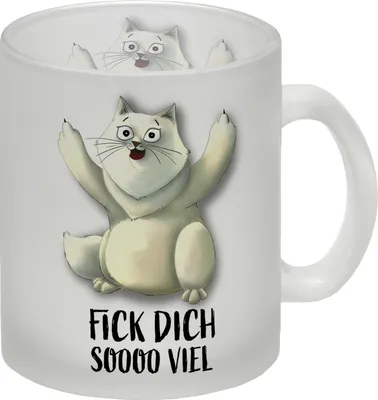 Produktbild von Fick dich soooo viel Glas Tasse mit Katze Motiv