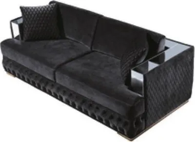 Image de Dreisitzer Chesterfield Couch Schwarz Sofas Textil Leder Sofa Couchen Möbel