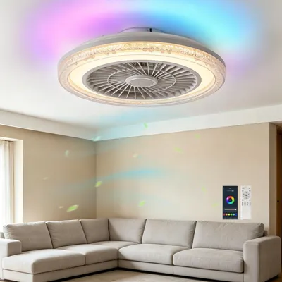 Obrázek produktu pro Hudební LED stropní ventilátor, 50 cm, RGB, s lampou a dálkovým ovládáním