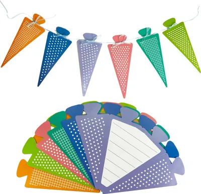 Oblique Unique 6x Zuckertüte als Einladungskarten oder Girlande für Schuleinführung Einschulung Einladungen