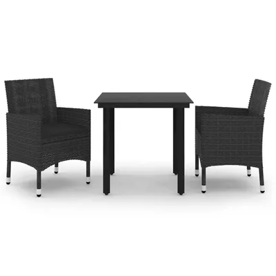 Image de vidaXL Ensemble de jardin 3 pièces avec coussins Poly rotin et verre
