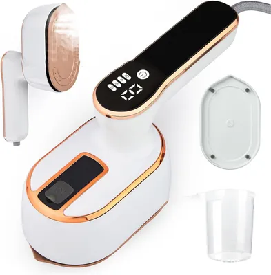 Produktbild von Mini Dampfbügeleisen, Steamer, 2 in 1 für Trocken- und Nassbügeln, Tragbares Reisebügeleisen mit 100ml Wassertank, 1000W 15S schnelle Aufheizung