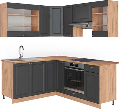 Obrázok produktu pre Rohová kuchyňa Vicco Fame-Line Tmavo-sivá/Dub Goldkraft 190 x 160 cm, AP Oak, Model 42263