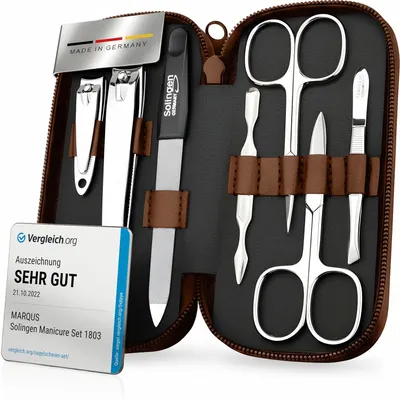 Produktbild von marQus Maniküre-Set 7-teilig – Echtleder-Etui, Solingen – Braun