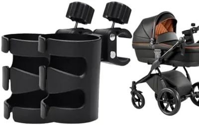 Produktbild von PolkaHome® Getränkehalter für Kinderwagen, Set mit 2 Stück, aus hochwertigem PP, universell kompatibel