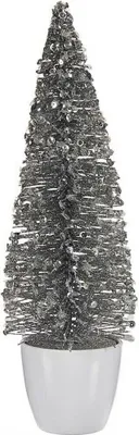 Image de Arbre de Noël moyen 10 x 33 x 10 cm argenté blanc plastique