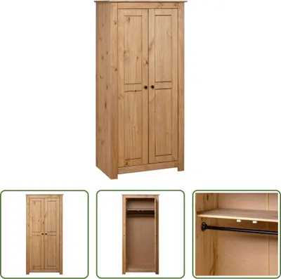 Image de The Living Store Armoire 80x50x171,5 cm en pin Panama