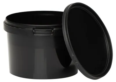 Produktbild von BenBow Eimer mit Deckel 0,5L x1 Schwarz - lebensmittelecht, stabil, luftdicht, auslaufsicher, geruchsneutral - Plastikeimer mit Henkel - leer