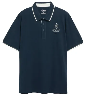 Produktbild von s.Oliver Übergrößen Poloshirt dunkelblau Brustprint
