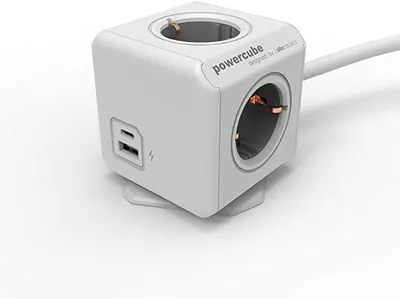 Produktbild von Allocacoc PDU unit with USB-A and USB-C ports, 4 sockets, 1.5m, white/grey (10435/DEEUAC)