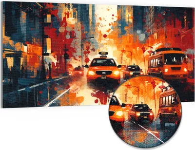 Produktbild von DEQORI Hybrid Leinwand Bild 100x50 cm 'Metropolenrausch' Wandbild Glas flach modern