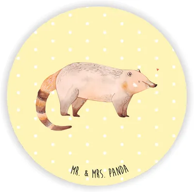 Produktbild von Mr. & Mrs. Panda magnet Nasenbär - Gelb Pastell - Geschenk, whiteboardmagnet, Kühlschrankmagnet, Nasenbären, für fotos, pinnwand, Gute Laune, kühlschrank, Rüsselbär, Bär