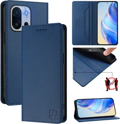 Image de Etui en cuir pour OnePlus 13T, étui à rabat avec fentes pour cartes, portefeuille et support Bleu