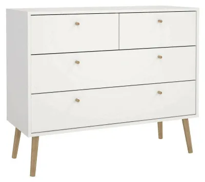 Produktbild von Kommode Pelagie, Mehrzweckkommode, Schlafzimmerkommode, Schrank mit Schubladen, 99x39 h82 cm, Weiß