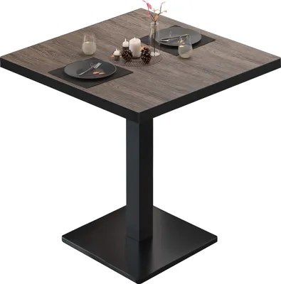 Produktbild von BM | Bistrotisch | B:T:H 70 x 70 x 75 cm | Light Wenge / Schwarz | Quadratisch | Schwarzer Rand | Bistro Tisch Esstisch