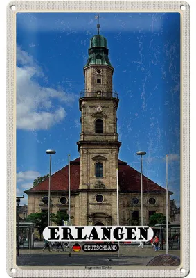 Produktbild von Blechschild Städte Erlangen Hugenotten Kirche 20x30cm