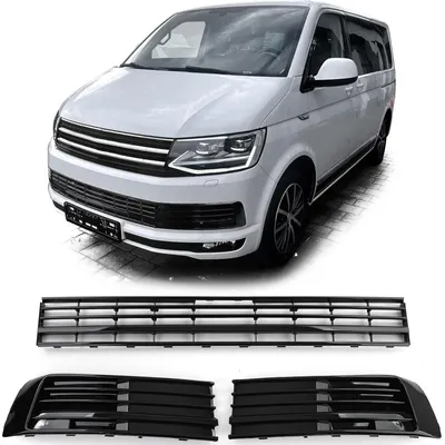 Kühlergrill Gitter LINKS RECHTS MITTE Schwarz Glanz für VW T6 VI ohne ACC 15-19 – Produktansicht