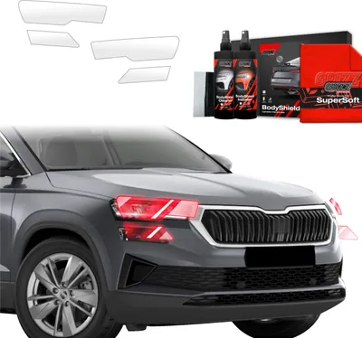 Zdjęcie produktu dla Folia ochronna 4 w 1 Grizz Protector do reflektorów – Skoda Karoq (2022–2025)
