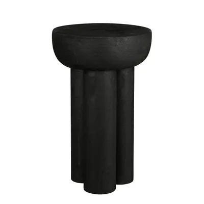 Produktbild von Mica Decorations Latty Beistelltisch - H50 x Ø30 cm - Paulownia-Holz - Schwarz