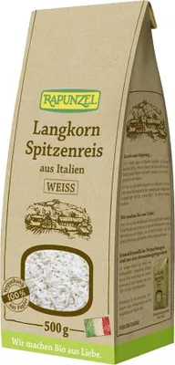 Zdjęcie produktu dla Rapunzel 405230, Ziarno ryżu, 500 g, Włochy, 349 kcal, 1480 kJ, 0,6 g