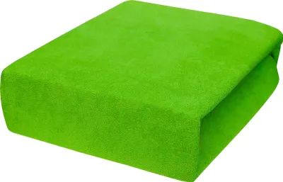 Produktbild von Spannbettlaken Frottee 80x200 cm Grüner Apfel – weiches Spannbetttuch mit Gummizug aus Baumwolle Polyester Elasthan, atmungsaktiv, hergestellt in der
