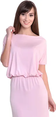 Produktbild von Maxi-Kleid elastischer Bund Dress Sommerkleid tailliert Lang, Puderrosa/S/M 36/38