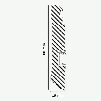 Produktbild von Sockelleiste Hamburger Profil 19 x 80 Weiß MDF foliert RAL 9016 Fussleiste