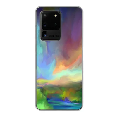 Produktbild von MuchoWow® Handyhülle Schutzhülle Hülle für Samsung Galaxy S20 Ultra Landschaft - Aquarell - Himmel Silikon Softcase Handy Hülle - Karteninhaber