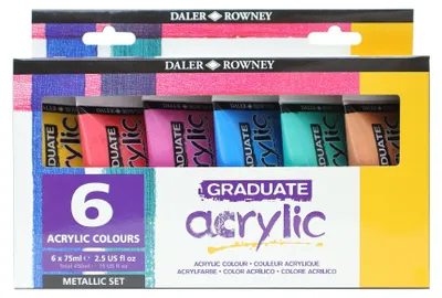 Produktbild von DALER ROWNEY D&R Graduate Metallic-Acrylfarben-Set 6 x 75 ml