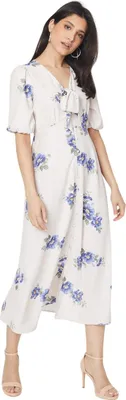 Produktbild von Dorothy Perkins - Midikleid Vorne gebunden für Damen DP4710 (40 DE) (Elfenbein)