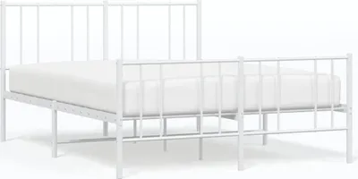 Obrázek produktu pro vidaXL Postel s čelem a nohou kovová bílá 135x190 cm