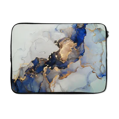Produktbild von MuchoWow® Laptop Hülle 14 ZollMarmor - Blau - Gold Laptoptasche - Laptoptasche - Stoßsicher - Schutzhaube